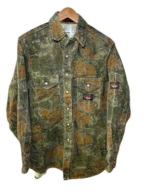 Rasco FR Cajun Camouflage Denim Snap Shirt XL Heavy Weight Fire Resistant Work